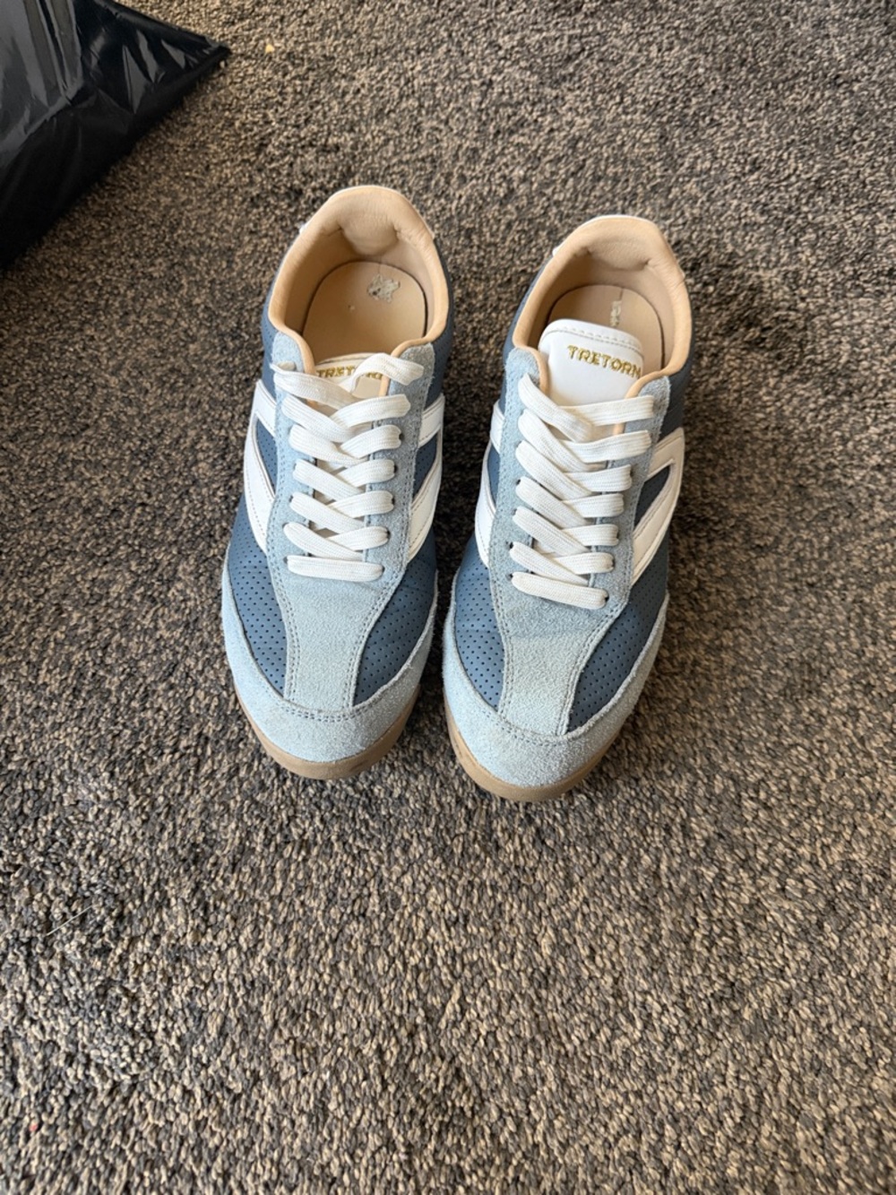Tretorn Light Blue and White Suede Women's Sneakers